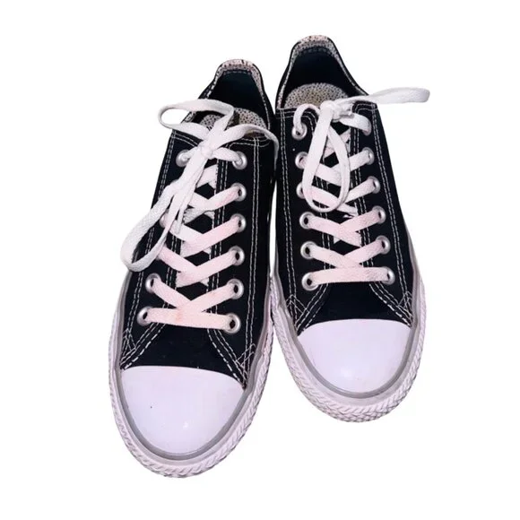Converse Chuck Taylor All Star Low-Top Sneaker Black/White 7.5 Skater Athletic - Picture 3 of 10